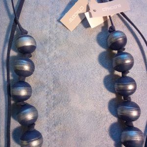 Chico's Silver Gray Balls with Leather